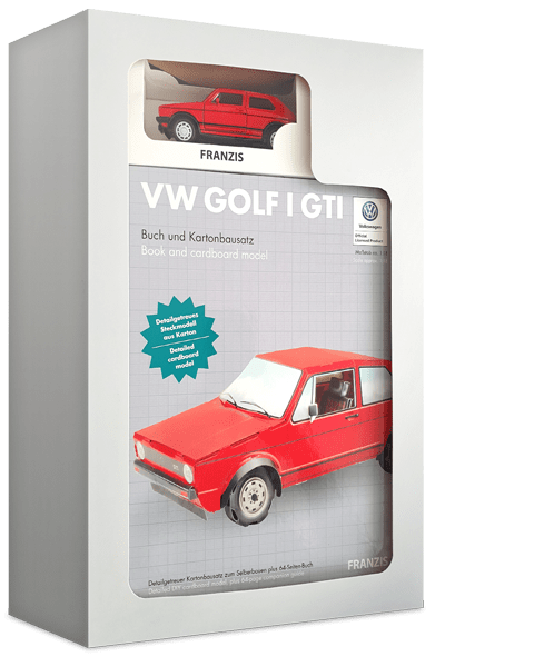 VW GOLF I GTI, Zestaw kartonowy 1:18 + Model samochodu 1:38